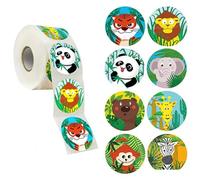 ifundom 2 Rollos de Pegatinas Adhesivas Redondas de Animales 1000 Unidades para Manualidades y Decoración Etiquetas Autoadhesivas Decorativas para Ideales para Cuadernos y Mochilas