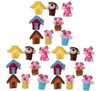ifundom 24piezas Títeres De Dedos De Peluche De Cerditos Juguete Interactivo para Cuentos y Actividades Educativas Casa o Escuela