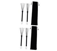 ifundom 2pares Baquetas De Tambor Retráctiles Inoxidable Con Escobillas De Jazz y Bolsa De Almacenamiento