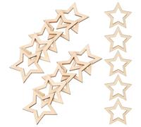 ifundom 30 Piezas de Pequeñas Estrellas de Madera sin Terminar Huecas de 4 Cm, Recortes de Madera en Forma de Estrella para Manualidades, Decoración Navideña y Proyectos DIY