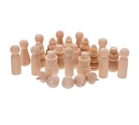 ifundom 30 Piezas Decoraciones navideñas de bricolaje muñecas peg personas manualidades de bricolaje formas artesanales de piña de madera Figuras de clavijas de madera Beige