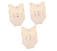 ifundom 3piezas Conjunto Fotográfico para Bebés Niñas Mameluco De Manga Corta Lazo Ropa para Sesiones De Fotografía y Ocasiones Especiales