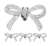 ifundom 4 broches para zapatos con lazo: broches desmontables con cristales de estrás para decoración de bodas y fiestas nupciales.