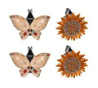 ifundom 4 Piezas Clip Aromaterapia para Ventilación de Coche con Diseño Antideslizante Difusor de Perfume con Cristales Brillantes Forma de Insecto y Girasol Accesorio Decorativo y