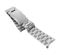 ifundom 4 Piezas Correa de Reloj de 22mm con Eslabones Sólidos | Extremo Curvo, Cierre Plegable de Doble Botón, Acabado Plata Pulido y Cepillado, Incluye 4 Pasadores