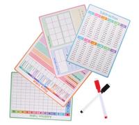 ifundom 4 Piezas Pizarra Borrable de Matemáticas Tablero de Resta Borrable A4 Doble Cara de Papel, Reutilizable, Pequeños, para Casa y Viaje, Práctica de Operaciones Aritméticas Básicas