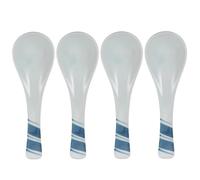ifundom 4piezas Cucharas de Cerámica Japonesa Azul Rayas para Arroz y Papilla Diseño Elegante y Práctico para Cocina y Restaurante