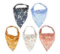 ifundom 5 Pañuelos Triangulares Elásticos Pelo Mujer Estampado Floral, Tejido Transpirable y Buena Elasticidad para Viajes y Citas, Pack de 5 Piezas Varios estilos