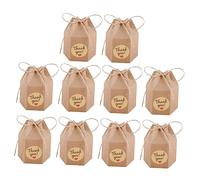 ifundom 50juegos Hexagon Box for Candy and Wedding Favors Kraft Paper Packaging Case with Rope and Stickers