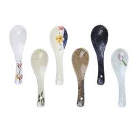 ifundom 6 Cucharas Multiusos de Cerámica para Sopa y Arroz, Diseño Creativo y Simple, Utensilios de Cocina Ideales para Comedor Familiar y Restauración Color Aleatorio
