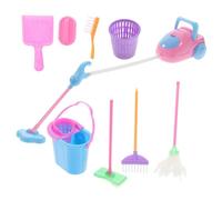 ifundom 9 Piezas Juguetes de Limpieza Mini Equipo de Limpieza para Casa Fregona Mopa y Cubo Hogar Color Aleatorio