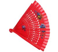 ifundom Abanico Español de Madera Rojo Plegable Grande Diseño Hueco Doble Cara, Ventilador de Mano para Baile y Decoración, Accesorio Portátil para Eventos y Viajes