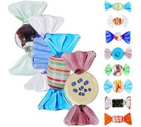 ifundom Adornos de Dulces de Vidrio Pintados a Mano, 12 Piezas Mixtas, Decoración Vintage para Escritorio y Hogar, Escultura Colorida Adecuado para Manualidades y Eventos Varios estilos