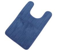 ifundom Alfombrilla Antideslizante para Inodoro 50x80 Cm en Forma de U, Cojín de Memoria de Coral Suave Absorbente, Tapete para Suelo de Baño Color Azul Marino