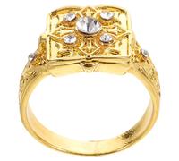 ifundom Anillo Grabado Vintage con Tapa Abatible y Microdiamantes Micropavé, Anillo Secreto para Mujer y Hombre, Joyería para Uso Diario y Ocasiones Obsequios, Talla 10 Dorado