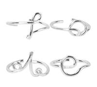 ifundom Anillo Letra para Mujer, 4 Piezas, Aleación, Diseño Elegante para Dedo, Adecuado para Fiesta y Navidad