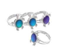 ifundom Anillos de Tortuga Termocrómicos de Aleación, 4 Piezas Creativas Que Cambian de Color Según la Temperatura y Emociones, Accesorios Unisex para Niñas y Mujeres