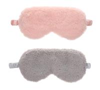 ifundom Antifaz Bloqueadora de Luz de Felpa y Satén para Dormir 2piezas y Relajante Máscara de Dormir Diseño de Ojos de Peluche Cómodo y Encantador para Viaje y Hogar