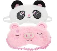 ifundom Antifaz de Ojos de Peluche Dibujo Animado 2 Piezas Rosa Cerdito y Oso Panda Corazón, Cubiertas Oculares Flexibles y Transpirables para Dormir Siestas, Descanso Oficina y Viaje