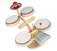 ifundom Batería de Juguete de Madera 3 a 7 Años, Instrumento Musical Educativo de Percusión Tipo Jazz, Juego de Batería Infantil para Desarrollo Creativo y Concentración