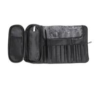 ifundom Bolsa de Cosméticos Negra Plegable para Viaje, Organizador Portátil de Herramientas de Maquillaje, Rollo Compacto y Ligero para Almacenamiento Profesional