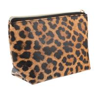 ifundom Bolsa de Maquillaje de Viaje Estampado Animal Print, Neceser de Mujer Cremallera, Diseño en Forma de Dumpling, Gran Capacidad, Color Rojo Marrón, Bolso Portátil para Cosméticos