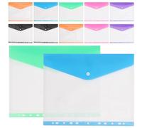 ifundom Bolsas para Archivos A4 Transparentes de Polipropileno Cierre a Presión 12 Unidades Multicolor Fundas Plásticas Perforadas para Carpetas Organizador Práctico para Oficina y