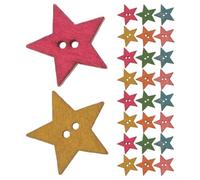 ifundom Botones de Madera Forma de Estrella 25 MM 100 Piezas para Manualidades DIY Botones Decorativos Dos Agujeros Color Vintage para Costura y Decoración Textil