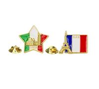 ifundom Broche Creativo de Mujer Pequeño, Hierro Esmaltado, 4 Piezas Diseño de Edificios y Banderas, Accesorio para Disfraces y Decoración Casual, Multicolor, Estilo Varios estilos