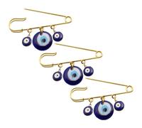 ifundom Broche de Alfiler de Mal de Ojo Azul Turco de Aleación Dorada Pin de Solapa Decorativo 3 Piezas para Ropa Chaquetas y Accesorios de Moda Complemento para Fiestas y Uso Diario