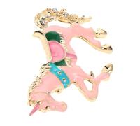 ifundom Broche de Caballo Esmaltado Cristales Brillantes Accesorio Festivo de Metal en Color Rosa Broche de Solapa del Zodiaco Chino para Ropa y Sombreros Obsequio para Año Chino 2026