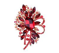 ifundom Broche de Cristal Colorido con Pedrería Brillante Accesorio Decorativo para Mujer para Ropa Bufandas y Bolsos Diseño Elegante Rojo