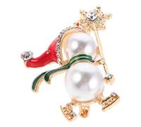 ifundom Broche de Muñeco de Nieve Esmaltado Pedrería y Perlas Broche para Suéter o Chal Navideño Accesorio Festivo para Mujer Joyería Invierno