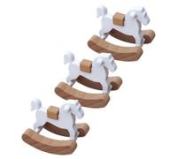ifundom Caballo Balancín de Madera en Miniatura para Casa de Muñecas, 3 Piezas, Diseño Elegante y Pulido Fino para Decoración y Juego Imaginativo