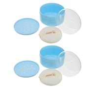 ifundom Caja De 2 Piezas estuche de polvos de talco caja de polvo soplo de polvo de bebé y contenedor talco para bebé tamaño viaje estuche de esponja de maquillaje niño Blue
