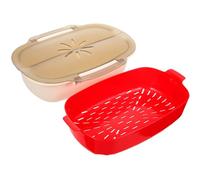 ifundom Caja de Vapor y Resistencia a Altas Diseño de Doble Capa para Microondas Gran Capacidad para Cocinar al Vapor de Forma
