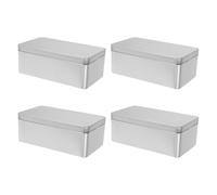 ifundom Caja Metálica Rectangular de Hojalata Plateada 18X98X65 CM 4 Piezas Tapa para Dulces Almacenamiento Vacío y Organizador Multifuncional Portátil