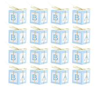 ifundom Cajas de Obsequio para Shower 25 Unidades Azul con Tarjetas Redondas y Purpurina Dorada, Cajas para Dulces y Recuerdos para Fiesta Shower, Papel Resistente y Portátil