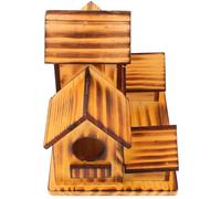 ifundom Casa para Pájaros Pequeños de Madera Natural sin Tratar, Nido Rústico para Exteriores, Comedero y Refugio Adecuado para Jardín, Balcón y Patio, Caja Nido Creativa para Aves