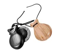 ifundom Castañuelas Españolas de Madera Natural 2 Piezas (Color Natural Negro) Instrumento de Percusión para Adultos y Educación, Sonido Resonante para Flamenco y Fiesta