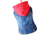 ifundom Chaleco para Mascotas de Mezclilla Rojo con Gorro de Punto, Estilo Retro, Talla XXL, Protege del Sol y Es Adecuado para Temporada de Clima Templado y Verano