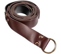 ifundom Cinturón Medieval Decorativo de Imitación Cuero Marrón 240 Cm Anilla para Espada, Cinturón Renacentista Funcional para Cosplay y Recreación Histórica de Guerrero Vikingo
