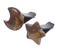 ifundom Clips de Ventilación para Coche 2 Piezas de Cristal Natural de Ojo de Tigre Diseño de Luna y Estrella Accesorios Decorativos para Interior de Automóvil Adornos para Clip de