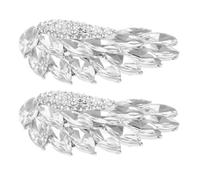 ifundom Clips para Zapatos de Tacones Altos Alas de Vidrio y Broche de Gemas de Imitación, Accesorios de Aleación de Zinc Plata para Decoración DIY y Fiestas, 2 Piezas