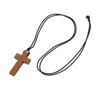 ifundom Collar Colgante Cruz Madera Hecho a Mano, Color Cacao Claro y Nogal Negro, Ligero y Cómodo, Joyería Religiosa para Mujer, Uso Diario y Eventos, Tamaño Mediano