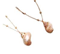 ifundom Collar Creativo de Caracola Natural Borde Dorado Conjunto de 2 Piezas Caracola Beige Accesorios de Moda Cuello Joyería Femenina para Ocasiones Obsequios