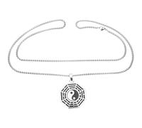 ifundom Collar Largo Colgante Yin Yang Tai Chi para Mujer y Hombre Cadena para Suéter Acero de Resistente y Ligero Accesorio Unisex de Moda Color Plateado