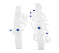ifundom Conjunto de 2 Ligas Elásticas de Encaje y Azul con Gemas para Pierna Ligas Nupciales Ajustables para Boda Fiesta o Graduación Accesorios Delicados con Detalles