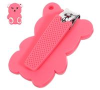 ifundom Cortaúñas Para Bebés y Niños Funda De Silicona Segura, Tamaño Compacto, Borde Curvo Para Corte Preciso, Herramienta Cómoda Para Cuidado De Uñas Infantil, Rosa Pequeño Oso, Kit De Cuidado