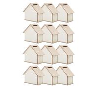 ifundom Crea tu propio banco con kit de 12 huchas de madera en forma de casa para, con tapa de fácil apertura para manualidades y regalos escolares